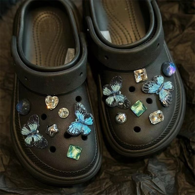 Croc Shoe Buckle New Accessories Blue Butterfly Rhinestone Shoe Buckle DIY Accessories Retro Shoe Flower Croc Shoe Flower Shoe Buckle Croc Shoe Buckle New Accessories Blue Butterfly Rhinestone Shoe Buckle DIY Accessories Retro Shoe Flower Croc Shoe Flower Shoe Buckle