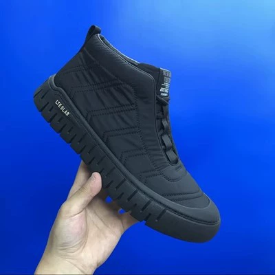 Зимняя высокая обувь на хлопковой подкладке, мужские уличные морозостойкие непромокаемые Нескользящие зимние сапоги, мужская обувь на флисовой подкладке, теплая повседневная кожаная обувь из двух хлопка