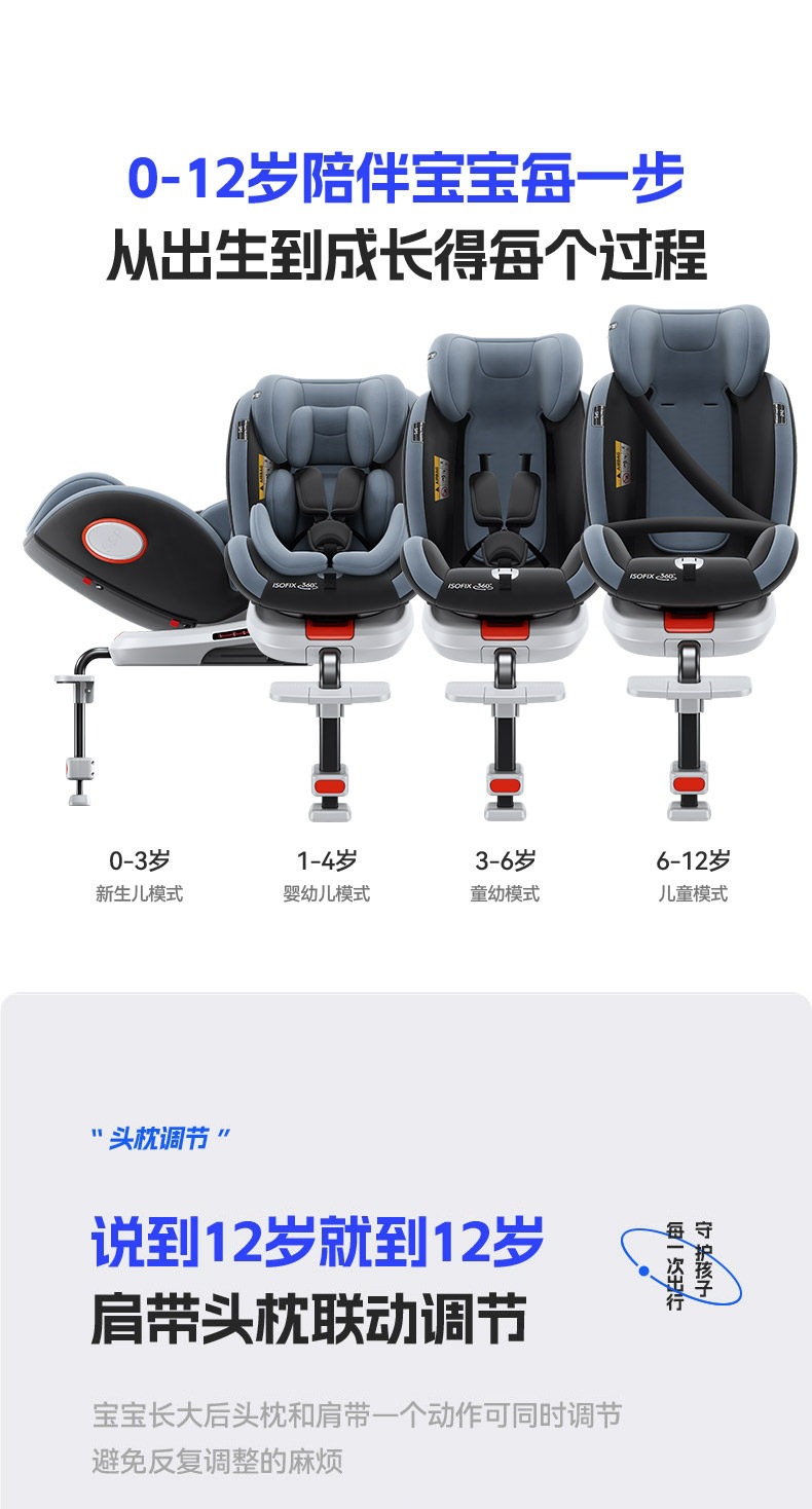 Qiao Beibi Kids Safety Seat for Cars, Suitable for Infants and Toddlers, Newborns, Ages 0-4-12, Can Sit or Recline
