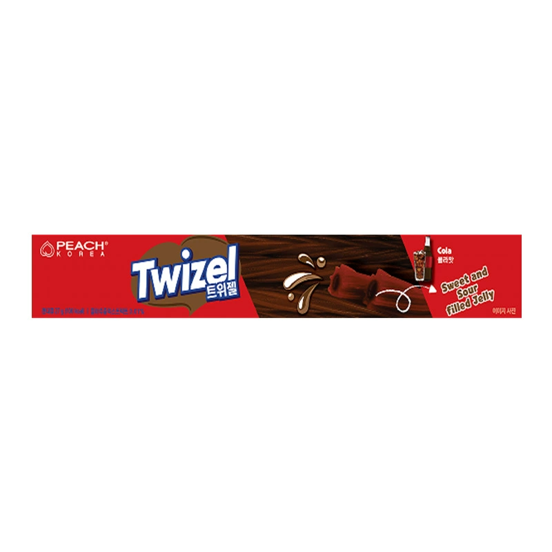 Twizel Candy (PEACH Korea) Spiral Jelly Snack, Cola & Fruit Flavors, 70 g Pack