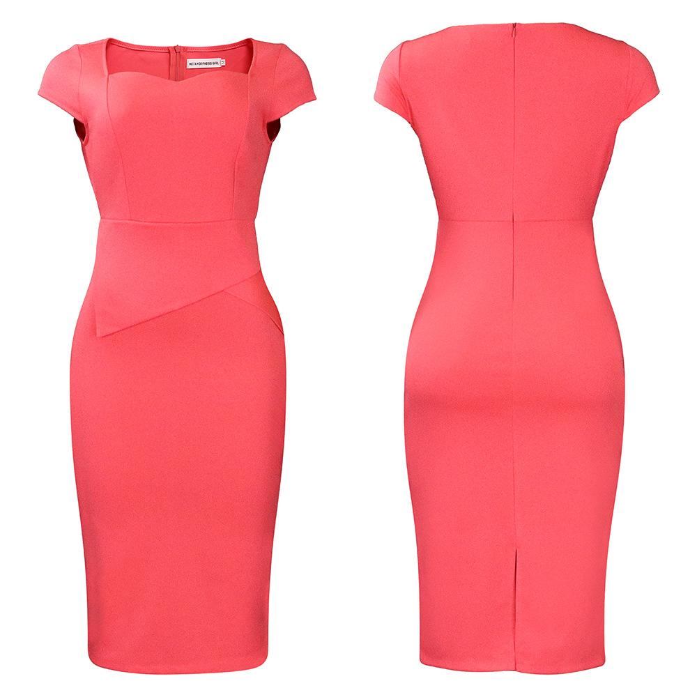 Women's Sheath Dress Elegant Short Sleeve Solid Color Knee-length Banquet display picture 7