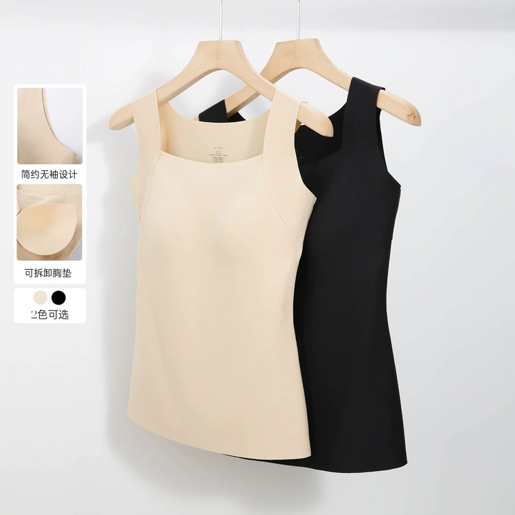 [Молочная кожаная одежда для тела] Плоская и красивая женская одежда большого размера с нагрудными подушками для комфорта жилет с толстой мм осенняя одежда новый