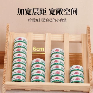 木质宠物零食收纳架 桌面可堆叠猫罐头储存架 家用水果罐头猫粮架