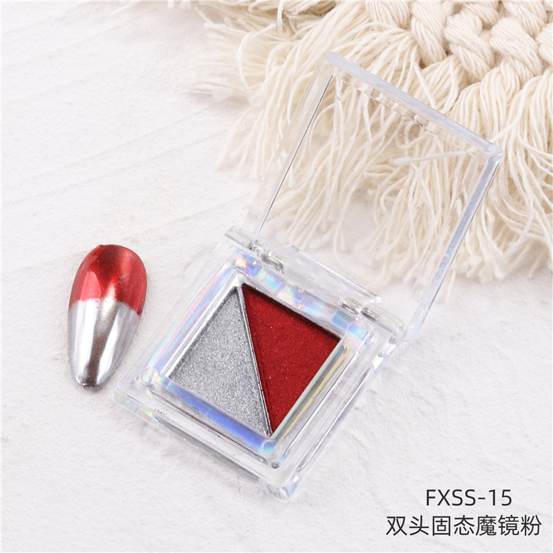 Uñas transfronterizas de dos colores sólido espejo mágico en polvo cuadrado Placa de sombra de ojos espejo de uñas de dos colores harina titanio polvo de oro