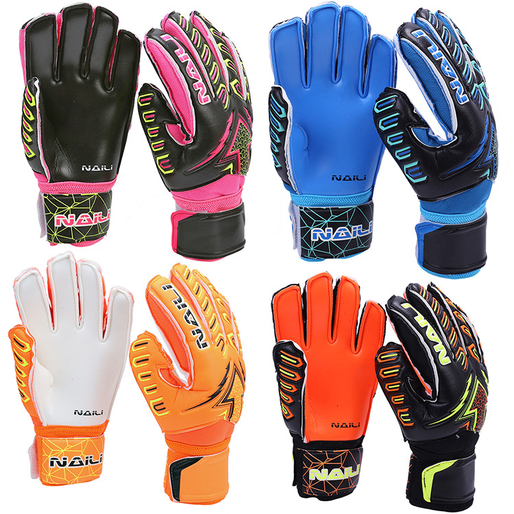 Football goalkeeper gloves, thickened latex, wear-resistant, non-slip, suitable for youth and adult competition, with finger protection