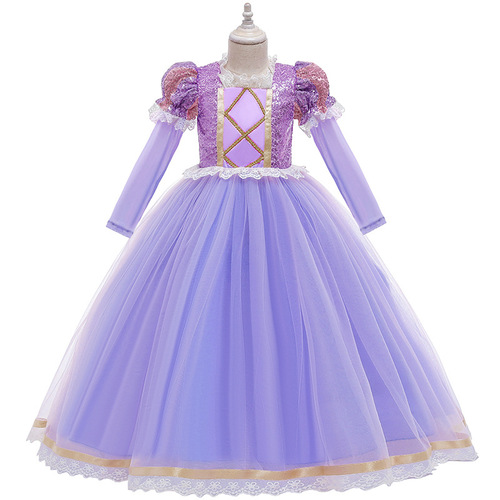  Autumn New Sophia Long Hair Princess Dress Sleeveless Formal Gown for Girls Birthday Party Performance