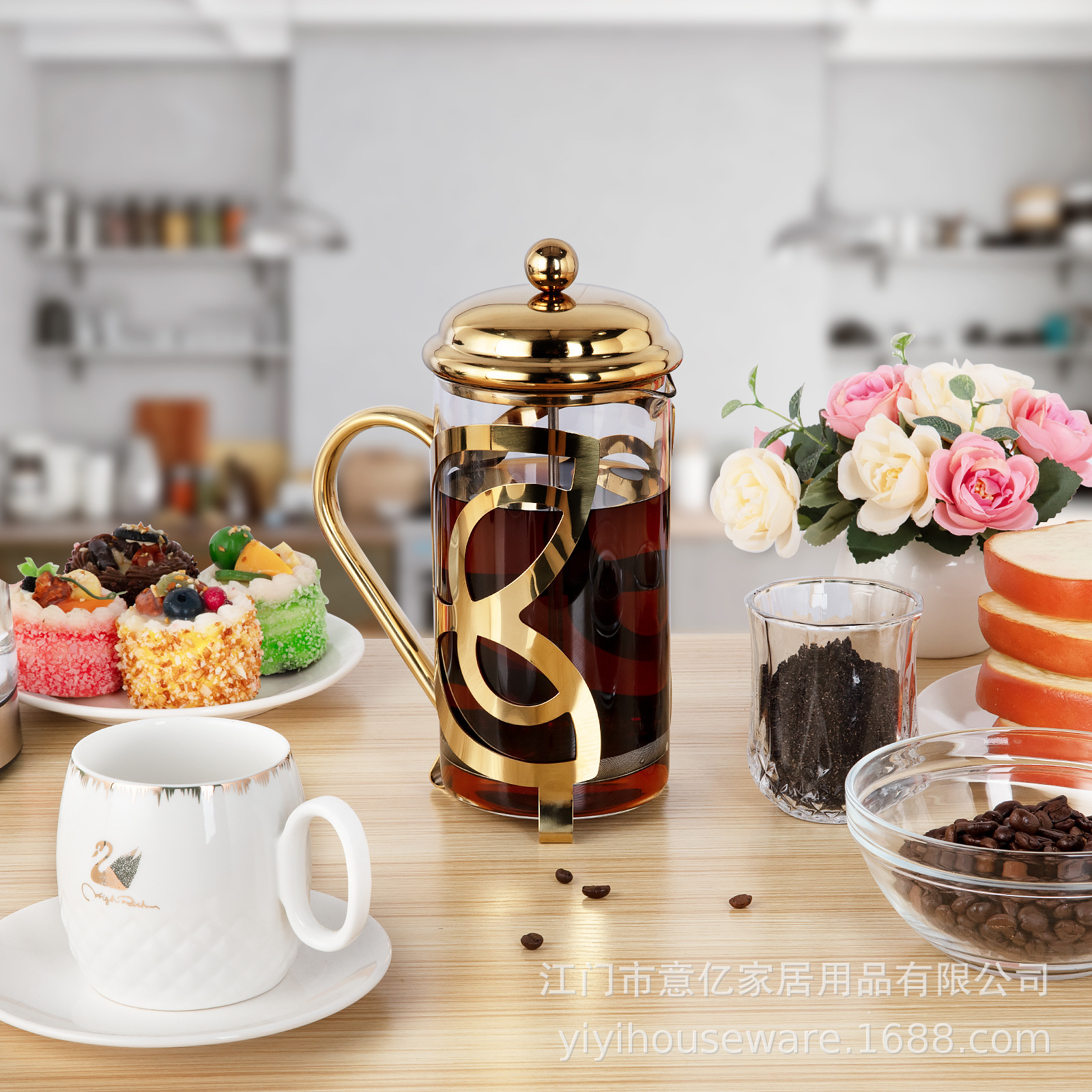 New cross-border product: Glass butterfly French press pot, high borosilicate glass home coffee utensil, filter hand-brew French press pot
