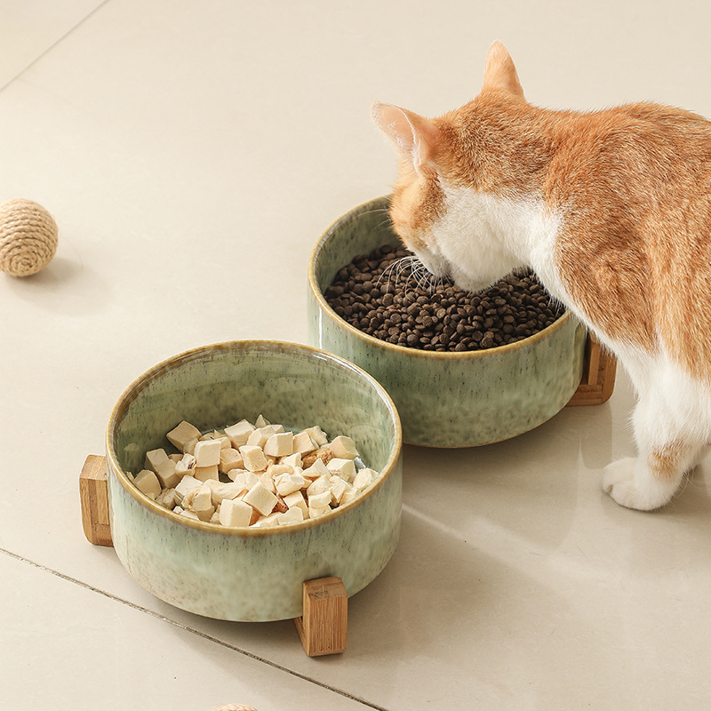 ペット用セラミックボウル、北欧猫ボウル、背の高いセラミックキャットフードボウル、スナック缶、頚椎症防止、転倒防止キャットフードボウル|undefined