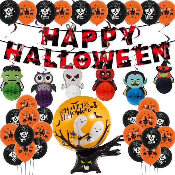 Halloween ghost tree aluminum film balloon set honeycomb ball spiral…