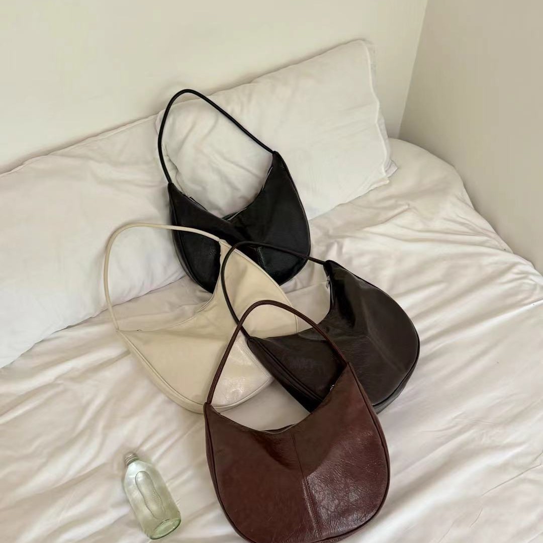 法式休闲简约ins风软皮质感随性百搭时尚慵懒风日常单肩腋下女包