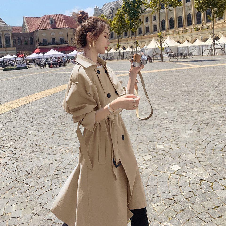 European-Style Spring and Autumn Women's Mid-Length Trench Coat 2025 Trendy Korean Version Loose Ins Fashion Elegant New British Coat