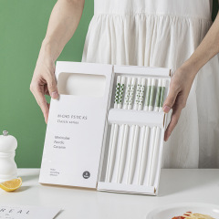 Qingyao 家庭用セラミック箸 5 組のシンプルな滑り止めと防カビのハイエンド抗菌セラミック箸ギフトボックスライト高級とハイエンド