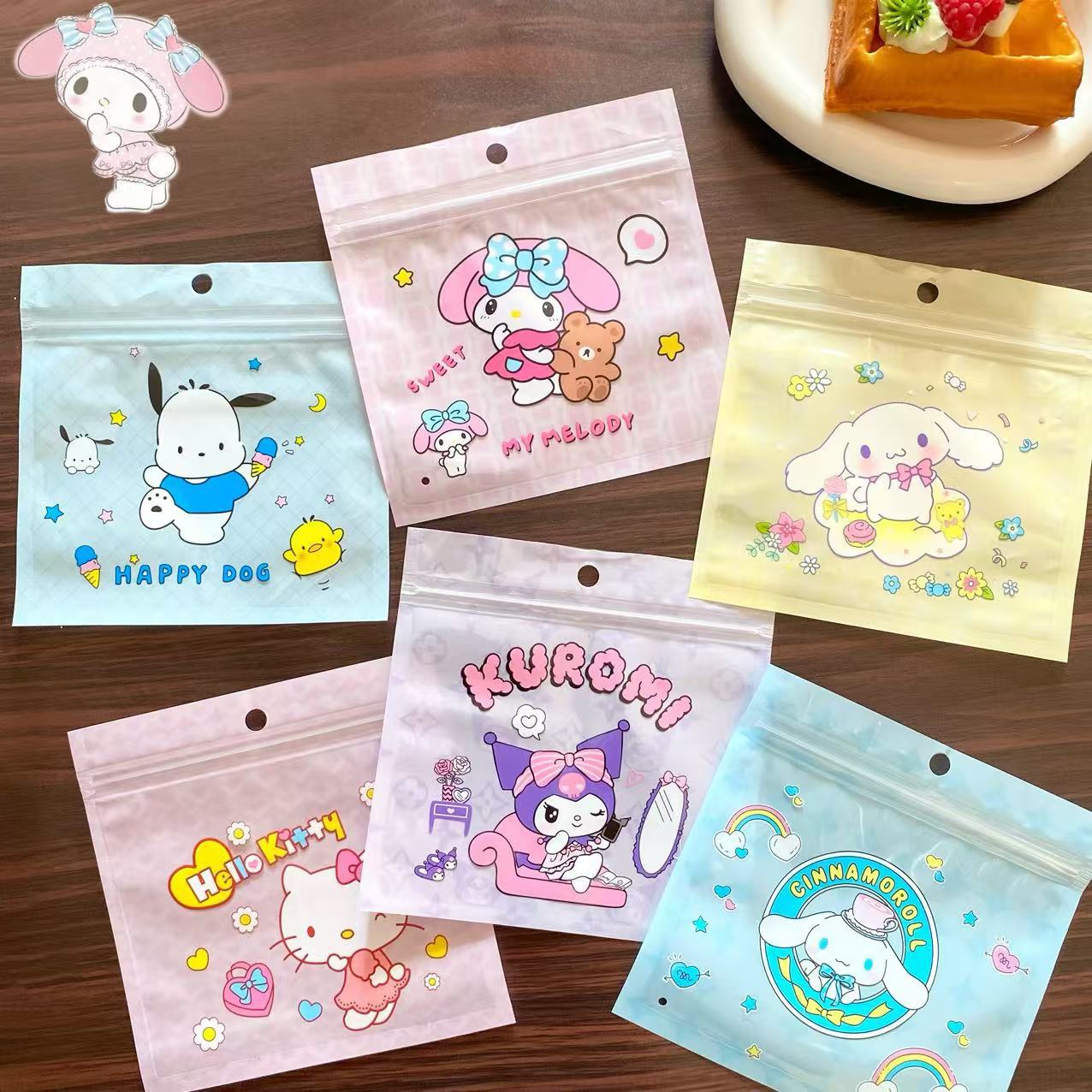新款可爱卡通ins风三丽鸥自封袋零食糖果饼干收纳袋库洛米帕恰狗