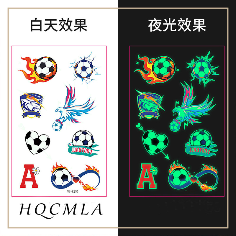 Cross-Border Luminous Football World Cup Tattoo Stickers for Fans, Event Clubs, Temporary Waterproof Sweat-Resistant Face Stickers