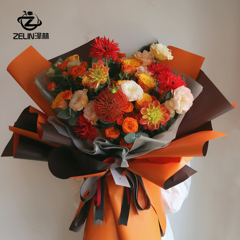 Papel de embalaje de ramo de rosas coreano impermeable de dos colores Papel de embalaje de flores material florista Papel de embalaje de flores hechas a mano image 4