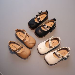 Girls' Leather Shoes Retro Girls' Leather Shoes Spring and Autumn Children's Princess Shoes 2024 New Lady's Small Leather Shoes Soft Sole
