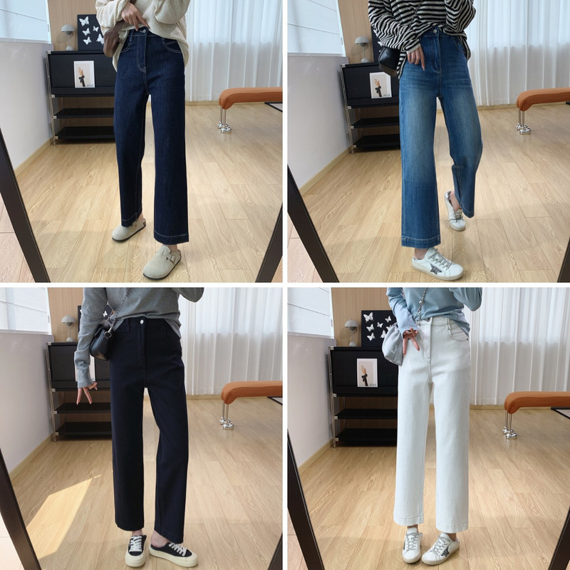 Makes you look taller! Four-way stretch high-waisted slimming straight-leg jeans for women, autumn pants, cropped baguette pants for spring and autumn Makes you look taller! Four-way stretch high-waisted slimming straight-leg jeans for women, autumn pants, cropped baguette pants for spring and autumn