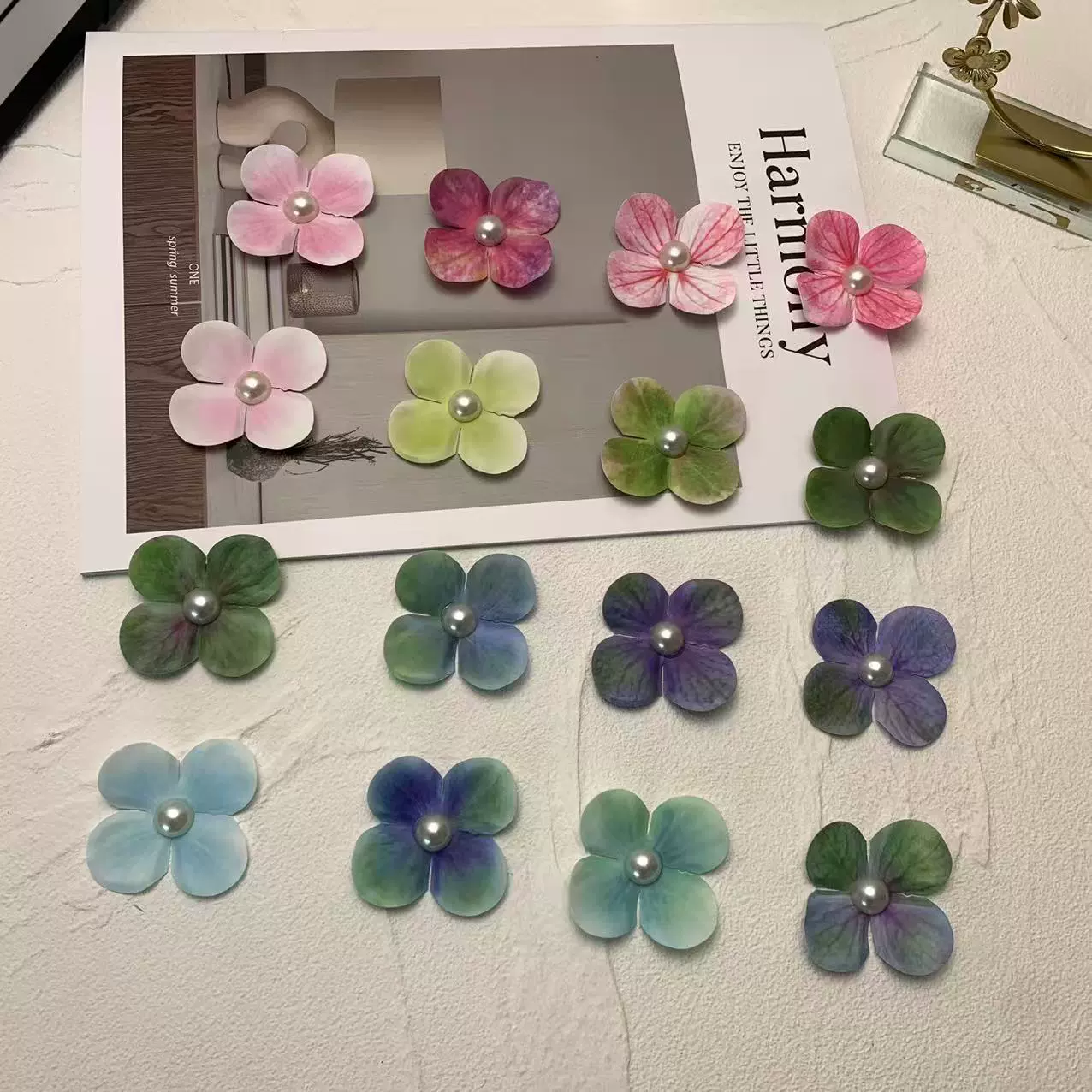 仿真花3d打印绣球花瓣手感保湿胶片珍珠花朵拍摄diy伴手礼批发