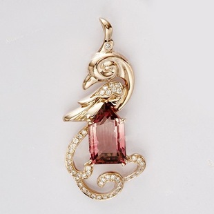 18K Gold Inlaid Tourmaline Pendant Processing 14K Gold Inlaid Diamond Pendant Inlaid with Colorful Gemstones Jewelry Customization