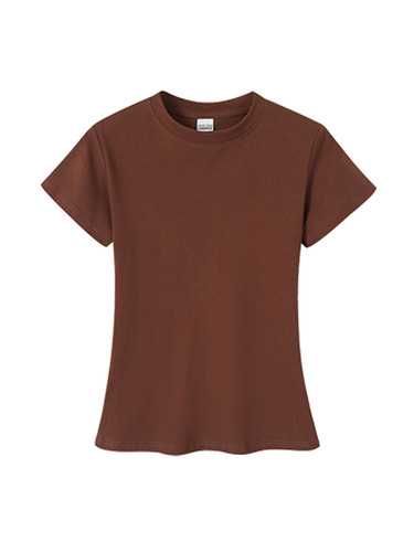 230g Cotton Crew-Neck Short-Sleeve T-Shirt for Women: Defined Waistline, Slimming Fit, Summer Top with Designer Graphic Print