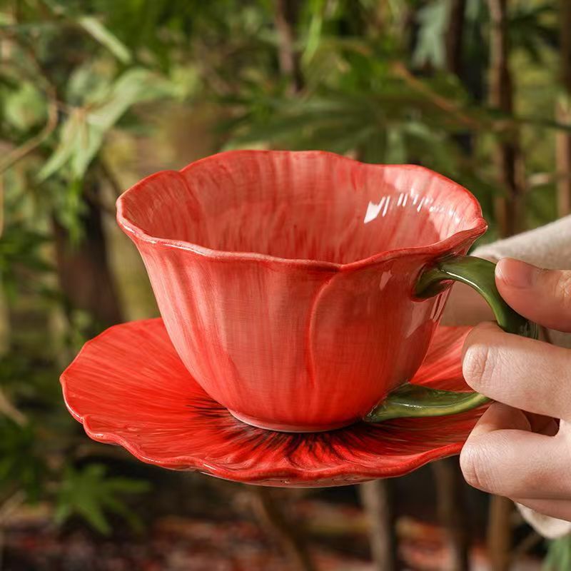 Yumei flores de cerámica taza de café plato creativo de alto valor familiar taza de leche de desayuno de oficina menú de la tarde