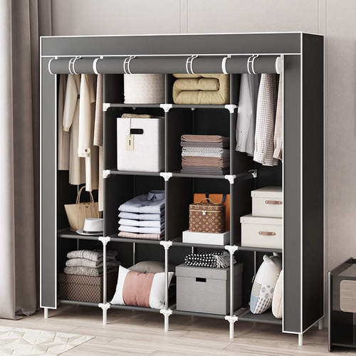 Simple Wardrobe Single Dormitory Modern Minimalist Assembled Fabric Clothes Rack Economical Simple Non-woven Wardrobe Storage Cabinet