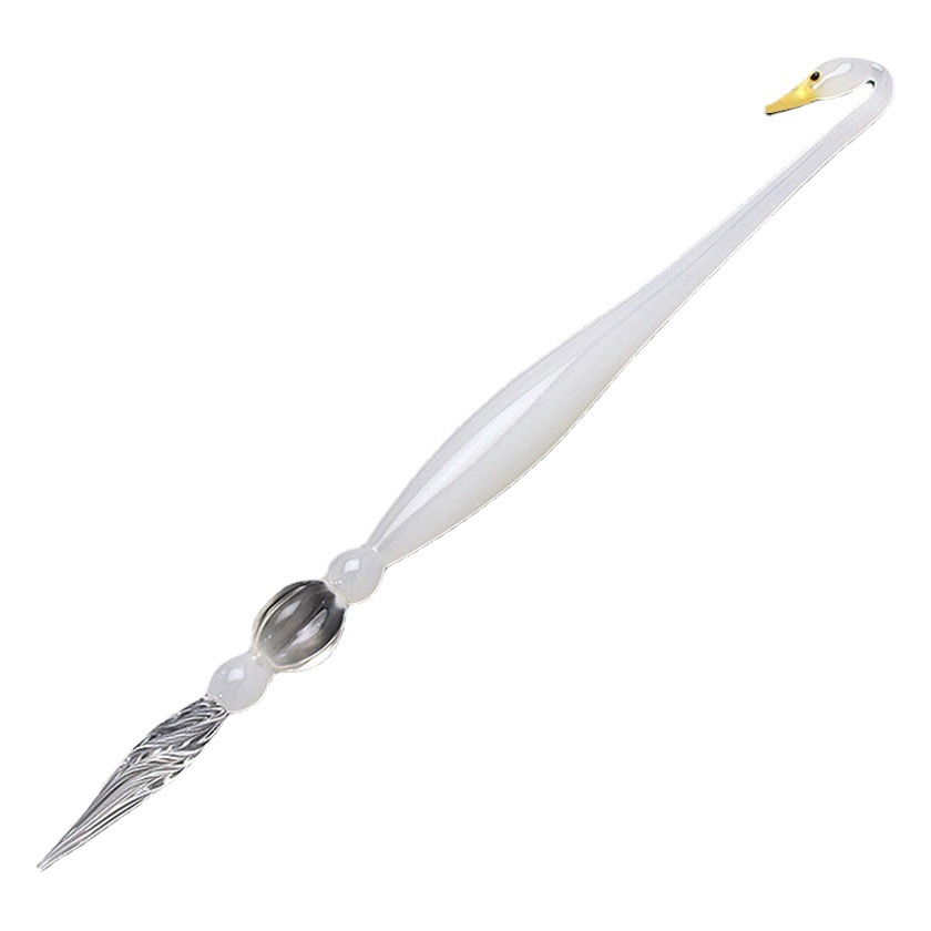 Directo de fábrica hecha a mano de vidrio DIP traje de la pluma caja de regalo de color Cisne tinta firma pluma de prueba de color cómico