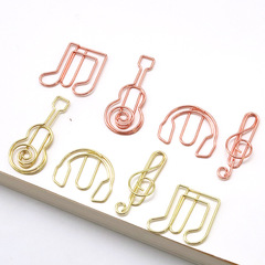 Office Metal Rose Gold Music Note Figurine Pin Creative Shaped Bookmark Cartoon Pin Cute
