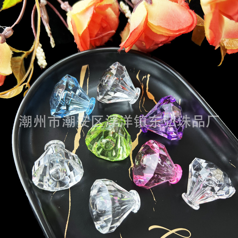 Acrylic transparent half hole diamond beads clothes cabinet handle crystal beads furniture door cabinet handle beads accessories wholesale