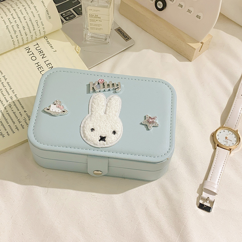 Miffy conejo caja de joyería pendientes anillo collar joyería caja de joyería de gran capacidad dibujos animados portátiles de alto nivel lindo