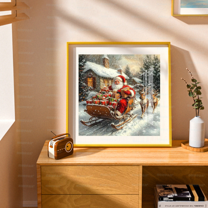 Mona Lisa Real Santa Claus regalo de bordado cruzado nuevo moderno paisaje de nieve estilo europeo hermoso bordado a mano de ensueño