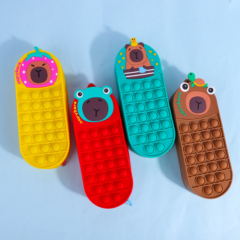 Kapibara capybara silicone pen bag student creative cartoon stress relief stationery pencil case squeeze mouse exterminator