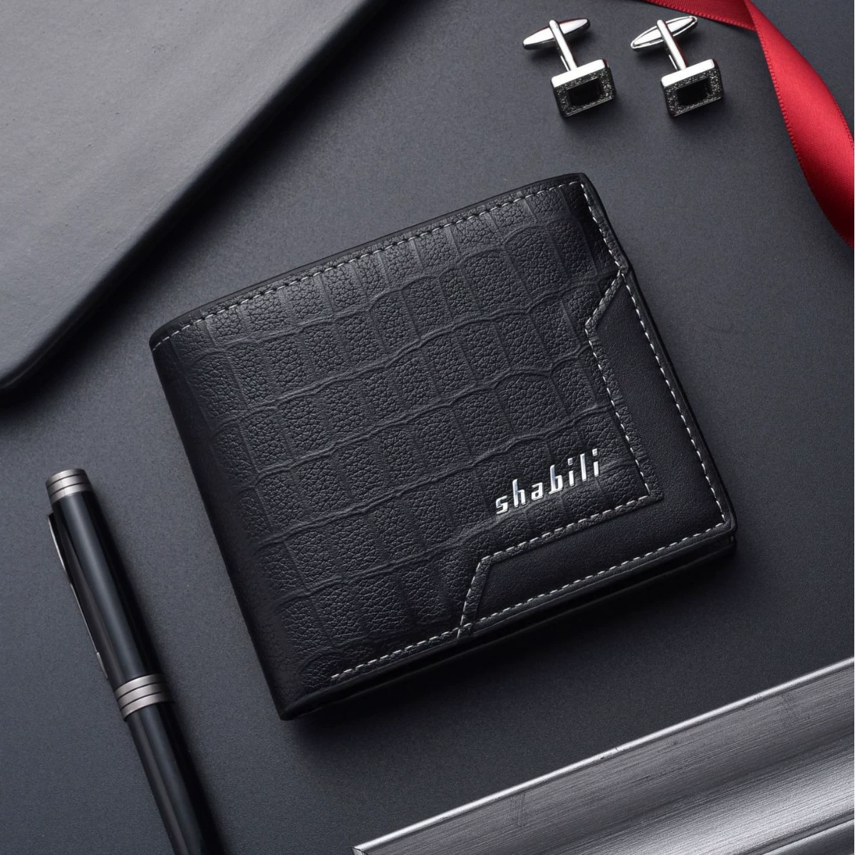 Новый короткий кошелек Мужская картонная сумка ультратонкая и компактная трансграничная молодежная ретро кошелек многокард большой емкости