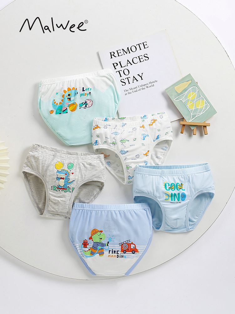 Malwee nuevo tipo de ropa interior para niños, hombre y mujer, ropa interior para niños y niñas, entrepierna transpirable, cintura elástica y cómoda, cinco paquetes