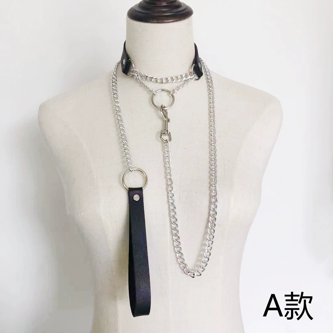 Колье в стиле рок-панк с заклепками, воротник из искусственной кожи, женский шейный ремешок, колье-чокер, ожерелье на шею, цепочка на ключицы, комплект воротников