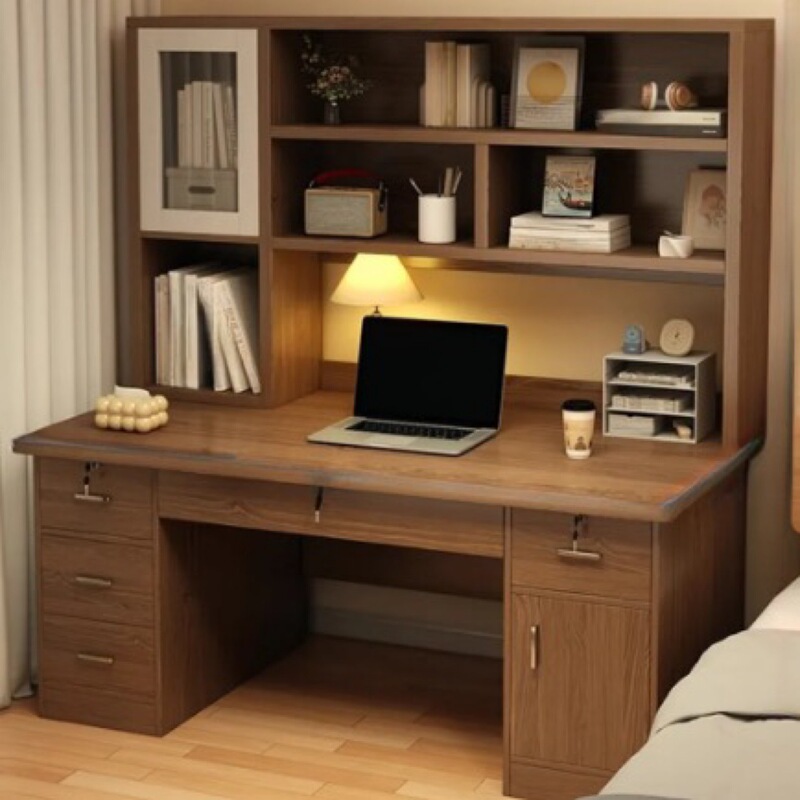 Zhuohe Desk Bookshelf Integrated Bookcase Student Home Study Writing Desk Bedroom Small Apartment Wall Desk
