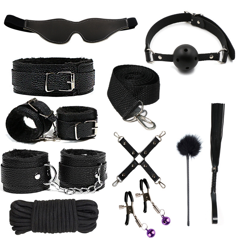 Peach Please Long Love SM Set da dieci pezzi Accessori sessuali per addestramento di coppia Manette in peluche Polsini per i piedi Giocattoli sessuali per bondage per adulti_voghion.com