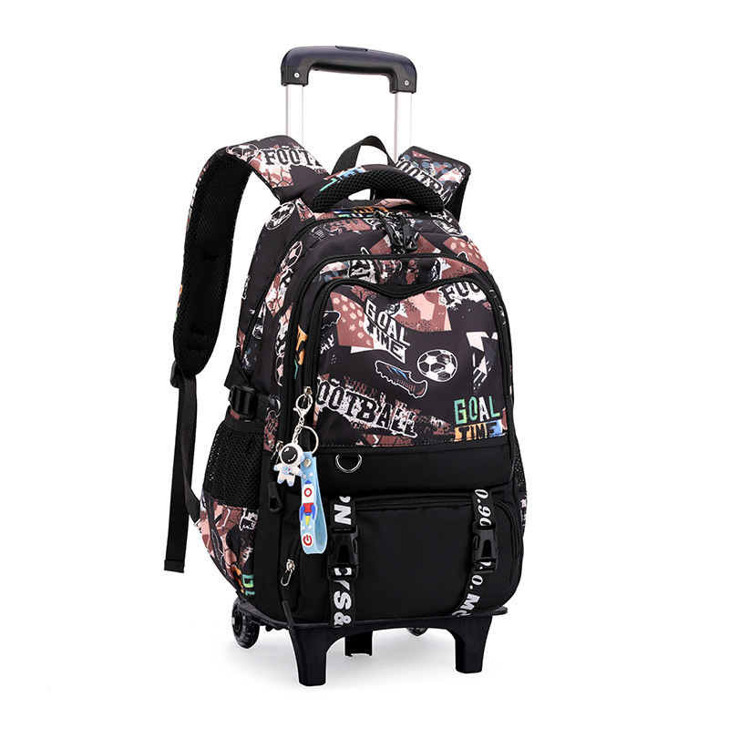 Mochila de tracción de peces naturales para estudiantes de escuela primaria niños 3 - 6 con ruedas mochila para estudiantes de secundaria secundaria puede llevar mochila de escaleras 5