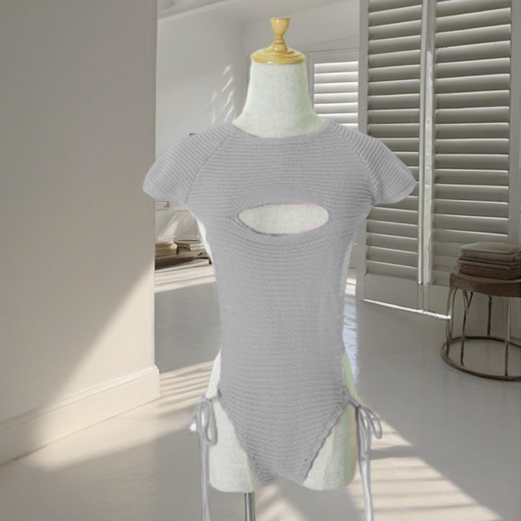 Amazon AliExpress Taobao Venta caliente sexy suéter con cordones camisa de fondo pecho abierto sin espalda discoteca suéter