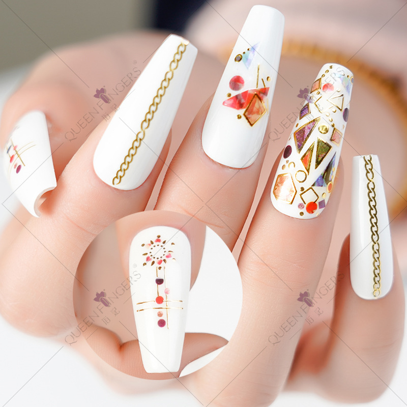 Concubina joyería de uñas geométrico universo planeta gilding DIY pegatinas de uñas Moon Gem 3D pegatinas de uñas adhesivas