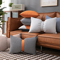 科技布抱枕 沙发客厅轻奢抱枕套不含芯橙色靠垫皮靠枕床头靠背垫