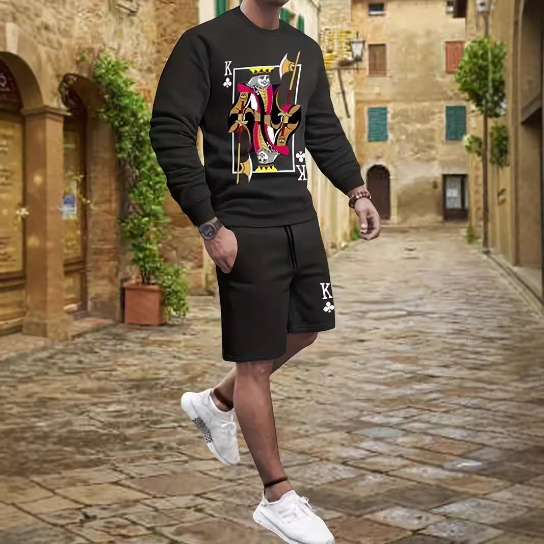 Pantalones cortos de suéter de manga larga de otoño para hombre 2024 nuevo traje casual suelto exterior ME1 ML4