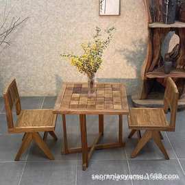 中式老榆木餐桌实木家用禅意复古拼花茶桌简易民宿餐厅长方形桌子