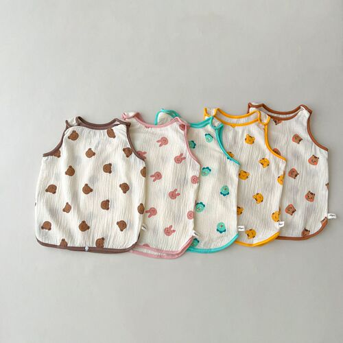 Korean ins baby sleeping bag summer thin cartoon cotton vest style pajamas for men and women baby anti-kick quilt artifact