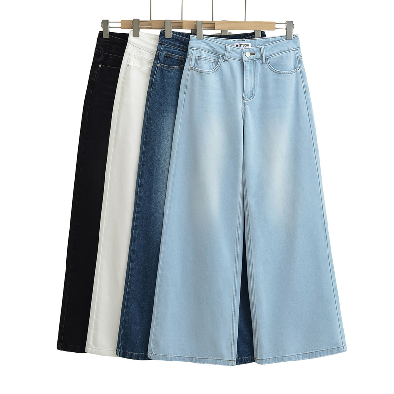 WS9202-24 spring new European and American style retro low waist loose wide leg horn floor pants jeans trousers