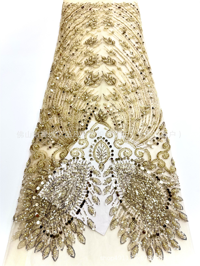 Moda alta francesa vestido de boda vestido de cena vestido de moda encaje tubo bordado tela