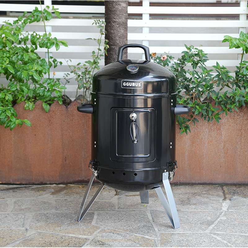 Spot brillante esmalte 16 pulgadas horno de ahumado 3 en 1 horno de barbacoa de carbón horno de ahumado al aire libre horno de tocino