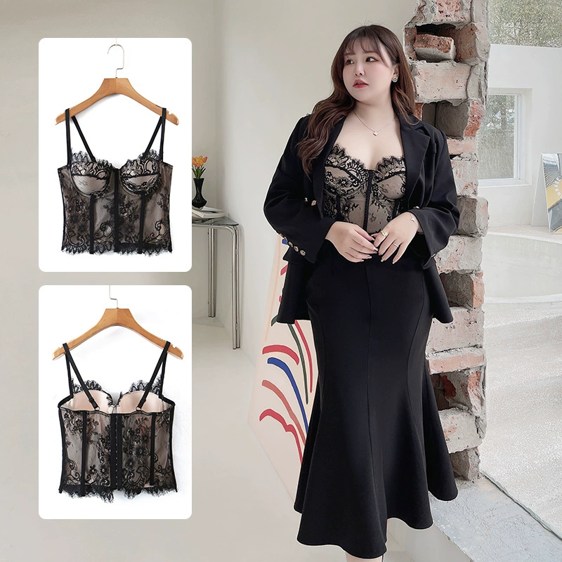 Runhe плюс размер Красивая спина Женская Сексуальная королевская сестра Сладкая и Пряная ветровая кружевная накладка на грудь рыбья кость красивый слинг на спине оптом N8353