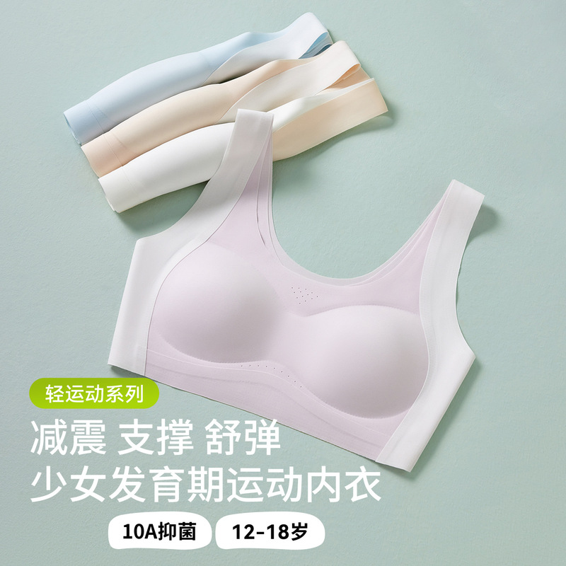 Second-Stage Sports Bra for Junior High School Students, Ice Silk Seamless Summer Breathable Fashion Vest, Developmental Bra for Young Girls Second-Stage Sports Bra for Junior High School Students, Ice Silk Seamless Summer Breathable Fashion Vest, Developmental Bra for Young Girls