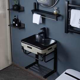 简易挂墙式洗脸盆小户型阳台挂盆面盆免打孔不锈钢落地洗手盆架子